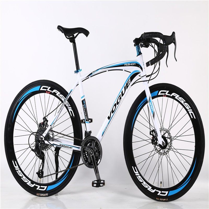 死飞变速自行车双碟刹男公路赛跑轻便成人实心胎女式青少年学生车