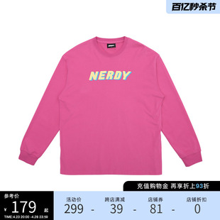 NERDY春夏新款大LOGO情侣宽松休闲长袖T恤