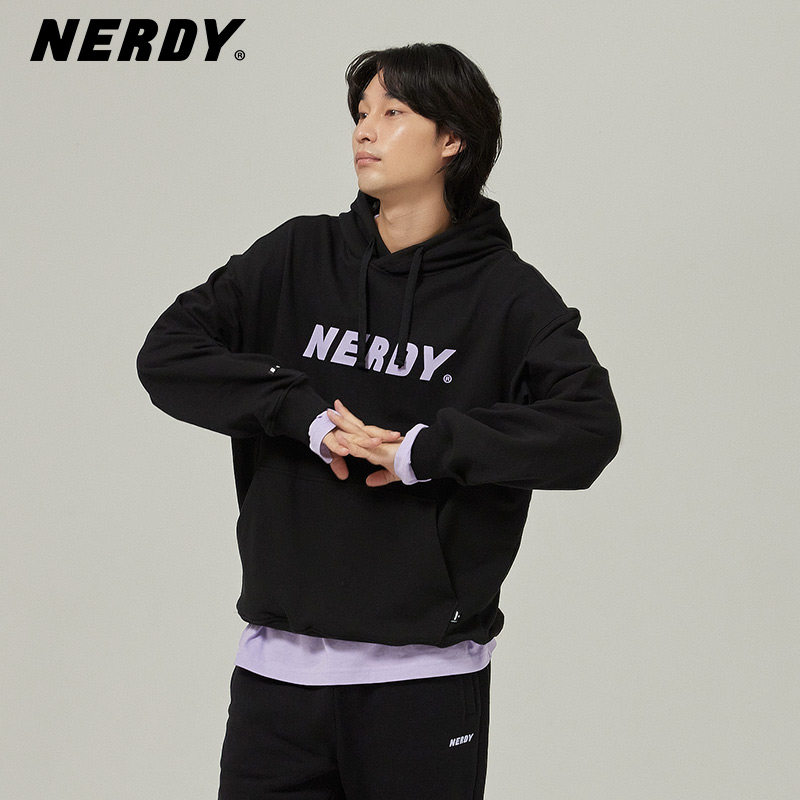 nerdy卫衣秋季女新款2021潮牌logo连帽韩版宽松oversize落肩上衣