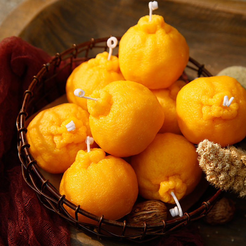 天然蜂蜡橘子手工香薰蜡烛diy安神助眠小众 北欧净化空气生日蜡烛