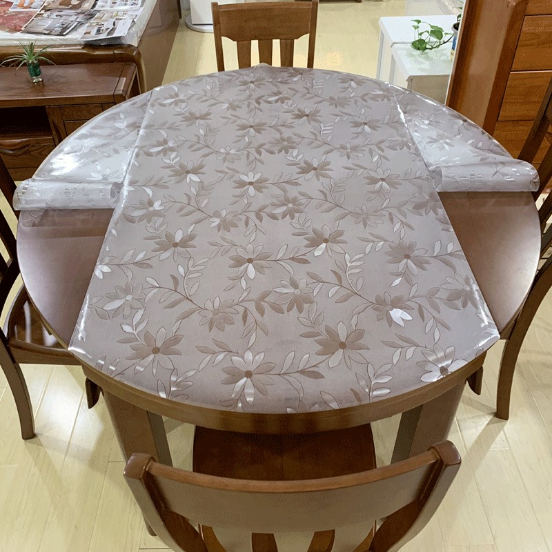 圆桌伸缩折叠椭圆形桌垫防水防油防烫免洗餐桌布透明软质玻璃