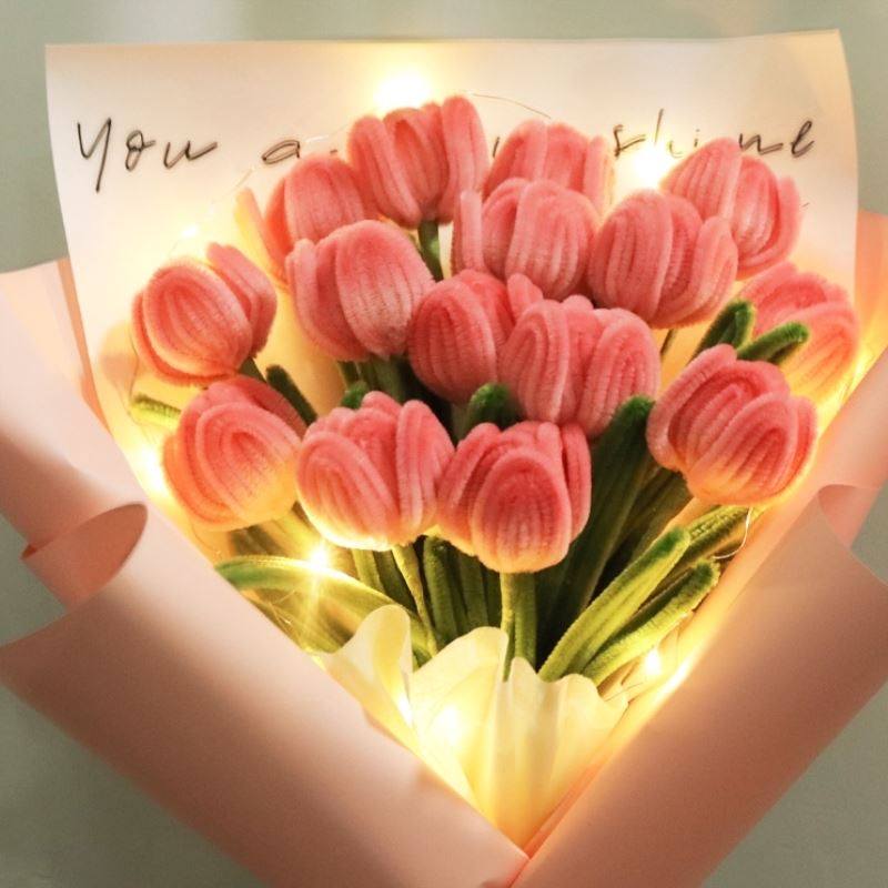 手工diy扭扭棒花束郁金香自制花材料包编织自己做捧花送女友礼物