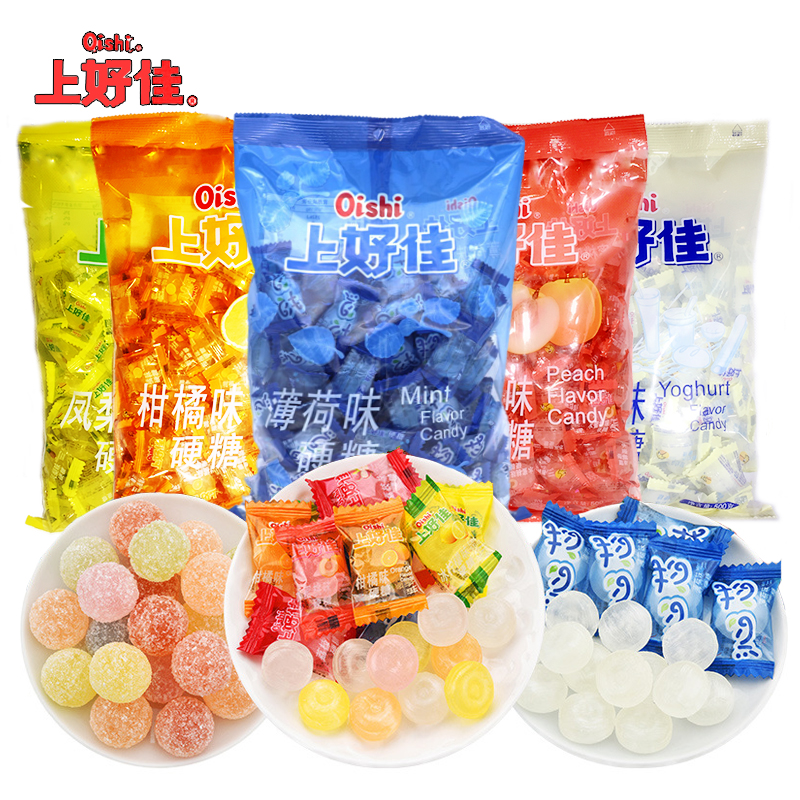 上好佳糖果什锦混合薄荷水果味硬糖500g散装结婚喜糖果零食招待糖