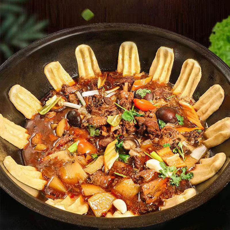 地锅鸡贴饼玉米锅贴饼地锅小鱼排骨专用铁锅炖饼子商用手工面饼