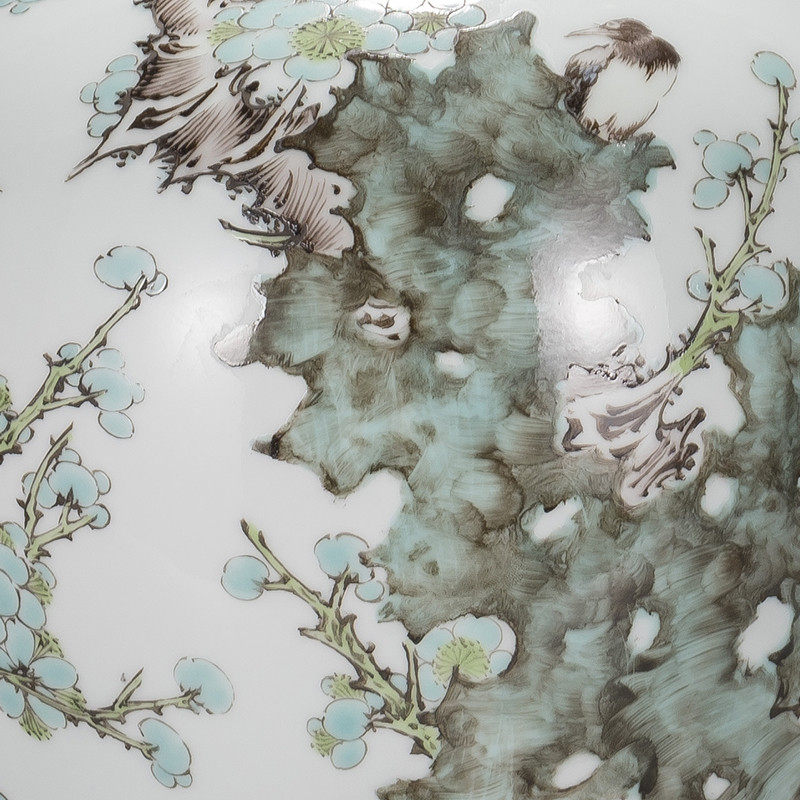 中国高级工艺美术师 揭金平作品 古彩花鸟瓷瓶