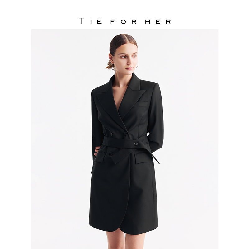 TieForHer丽制「EV-LéDress™轻通勤羊毛西装裙系列」|束腰长裙