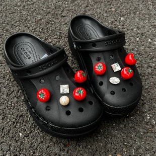 Crocs洞洞鞋鞋扣diy创意立体番茄可拆卸鞋花配饰氛围感西红柿配件