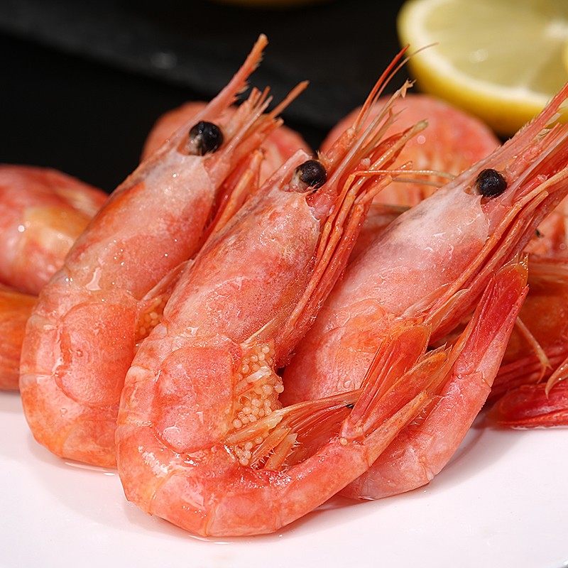 大号北极熊北极虾甜虾冰虾即食刺身腹籽带籽鲜活冷冻海鲜整箱批发