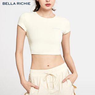 BELLARICHIE紧身短款露脐跑步运动短袖上衣女速干瑜伽服健身T恤夏