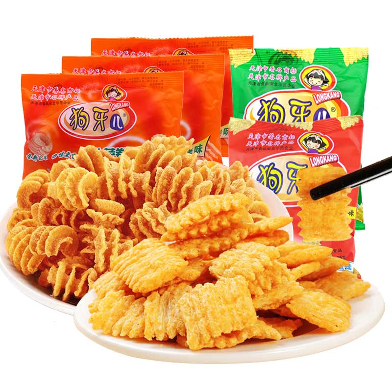 狗牙儿锅巴比萨卷天津特产整箱办公室休闲食品8090后怀旧零食小吃
