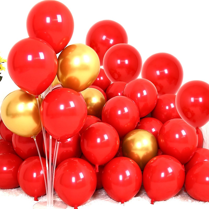 中国红双层宝石红气球装饰开业店庆婚房店铺商场周年庆典背景布置