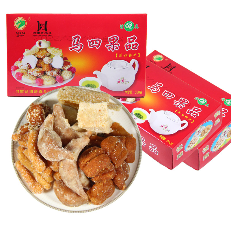 河南特产马四果品老式过年果子传统手工糕点蜜三刀羊角蜜盒装500g