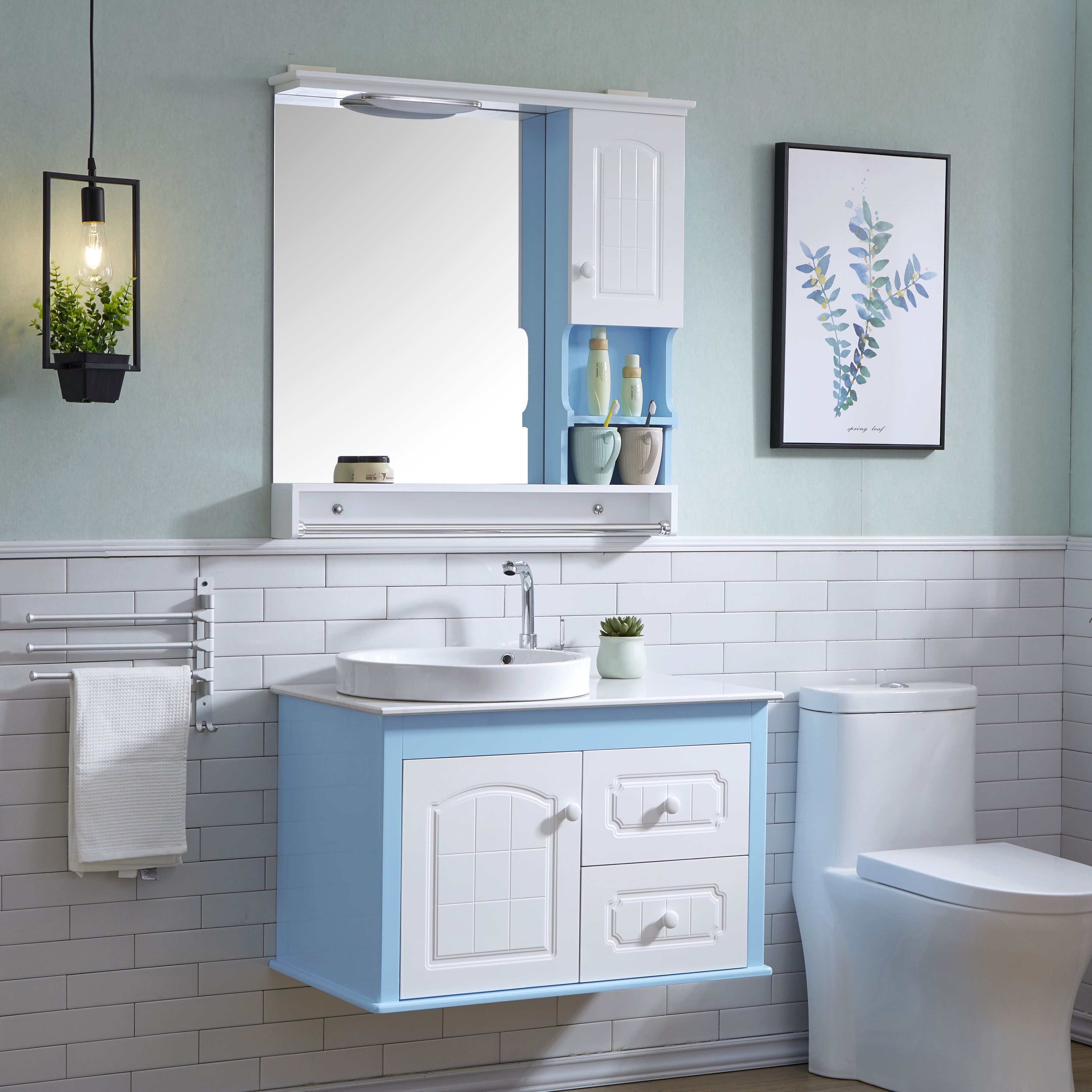 卫浴浴室柜欧式卫生间面盆落地洗脸洗漱台洗手盆pvc全套装修组.