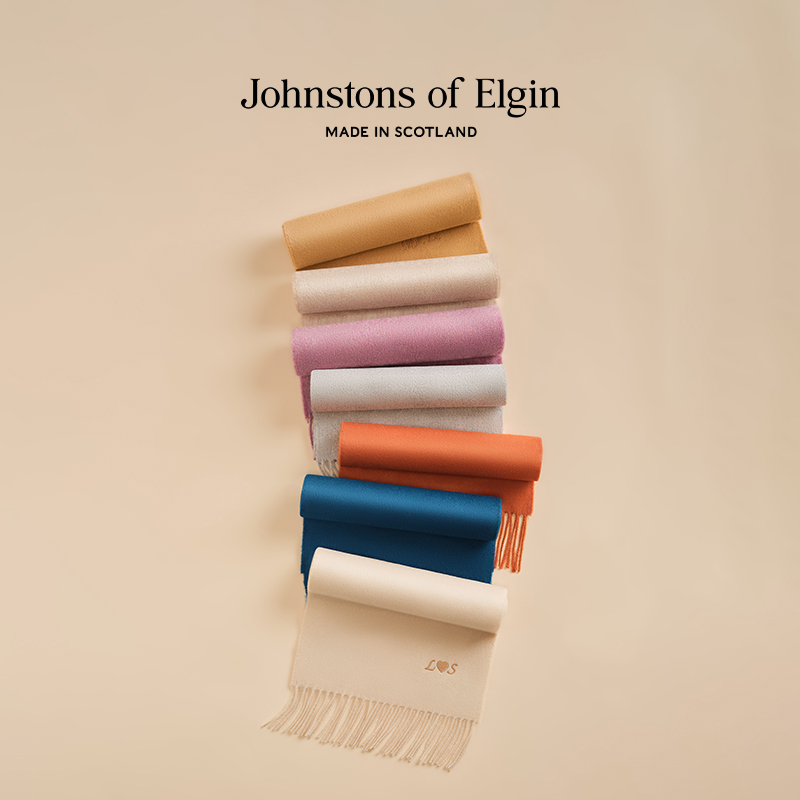 【会员9折】Johnstons of Elgin经典纯羊绒围巾男女款纯色礼盒