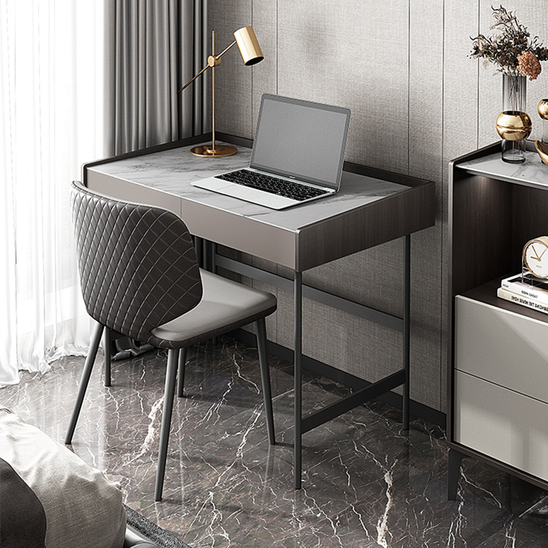 意式极简轻奢岩板书桌写字台现代简约家用高端办公桌小户型电脑桌