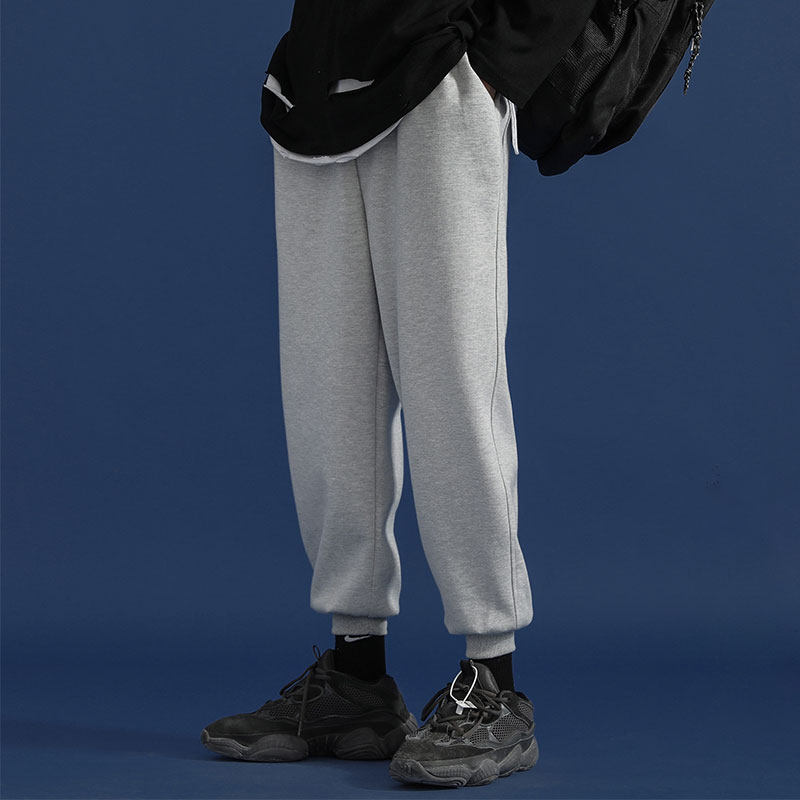重磅卫裤男秋冬加绒潮流百搭收口束脚休闲长裤宽松灰色运动裤潮牌
