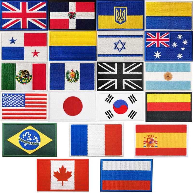 亚洲各国旗帜刺绣魔术贴章背包装饰布贴世界国旗徽章缝纫补丁臂章