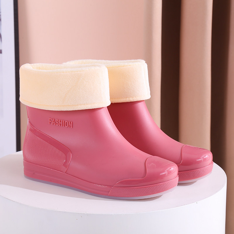 水鞋女士时尚款外穿雨鞋女防滑舒适胶鞋加绒保暖水靴防水低帮雨靴