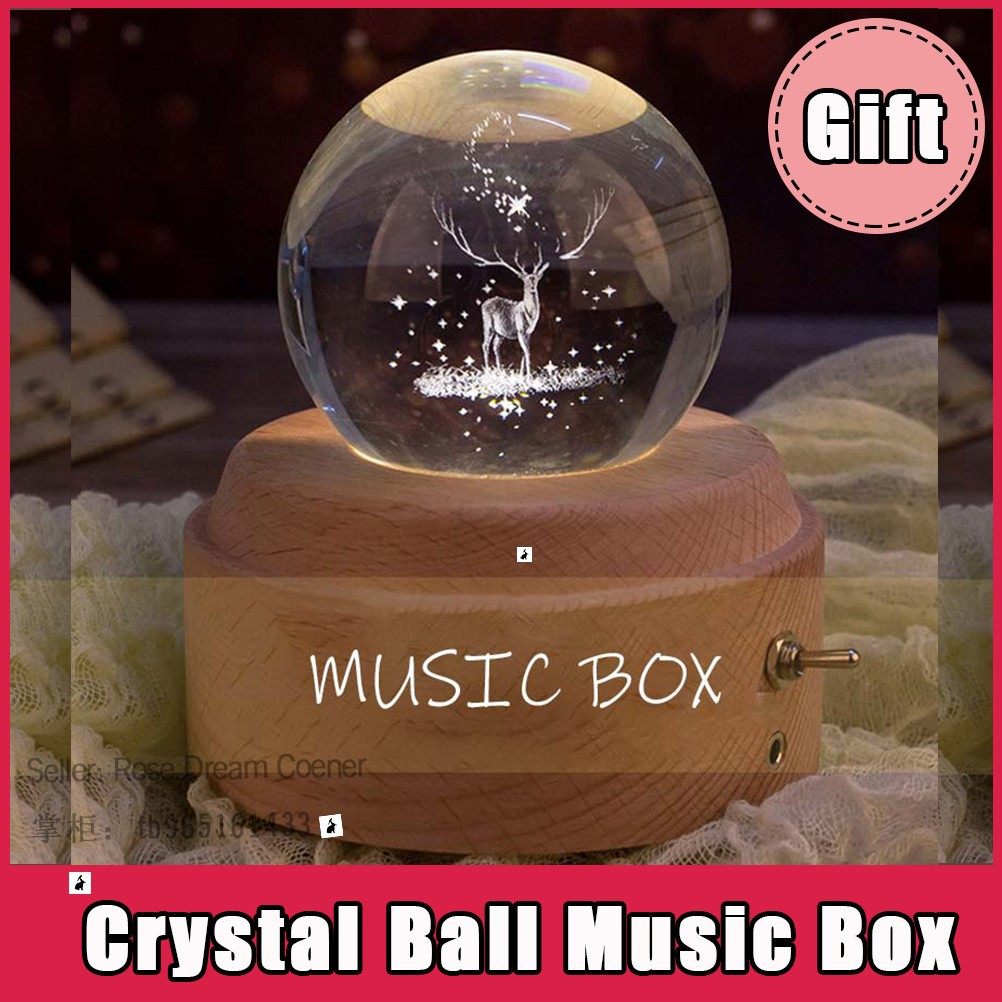 mooncrystalballwoodenluminousmusicboxbirthdaygift