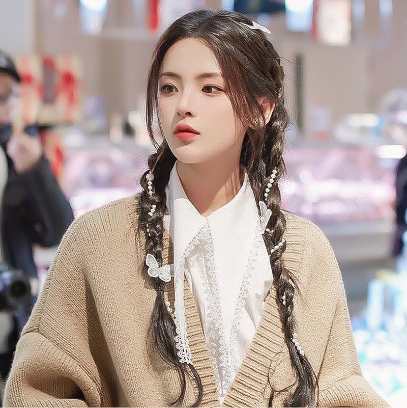 杨超越同款新娘珍珠发带流苏发夹脏辫发绳ins潮风编发头绳头饰品