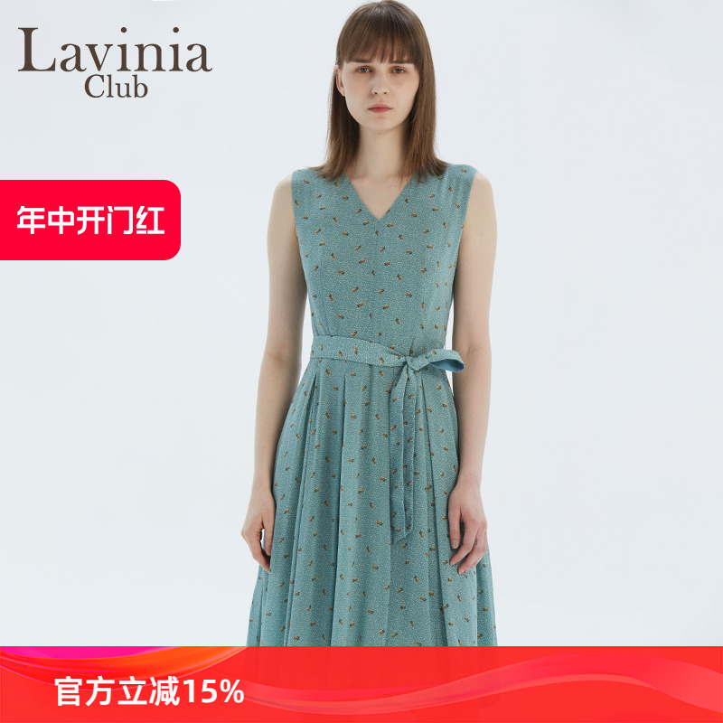 Lavinia Club拉维妮娅夏季新品女士无袖印花连衣裙R13L27S