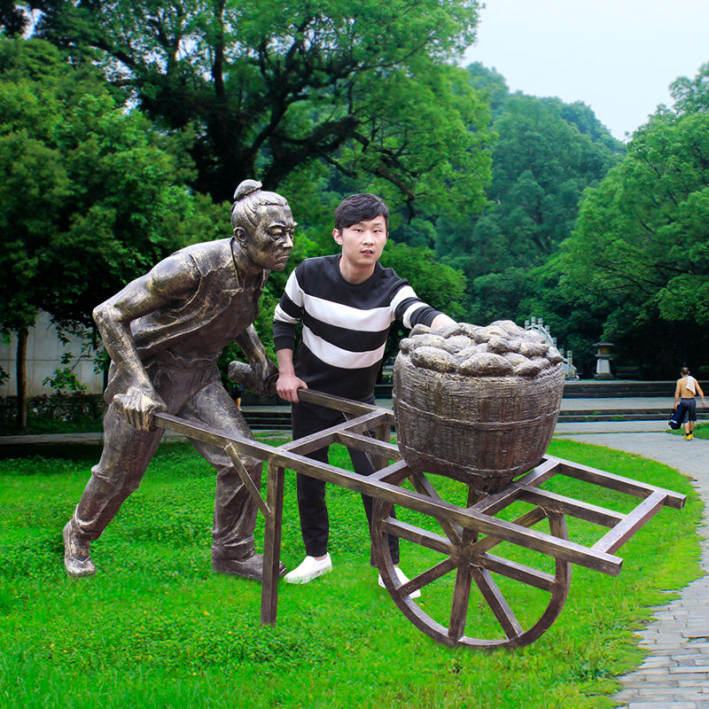 玻璃钢仿铜人物古代劳动农民雕塑景区农耕主题文化景观装饰摆件