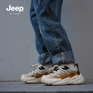 jeep儿童春季新款运动鞋2024男童女童鞋子透气软底百搭潮鞋老爹鞋