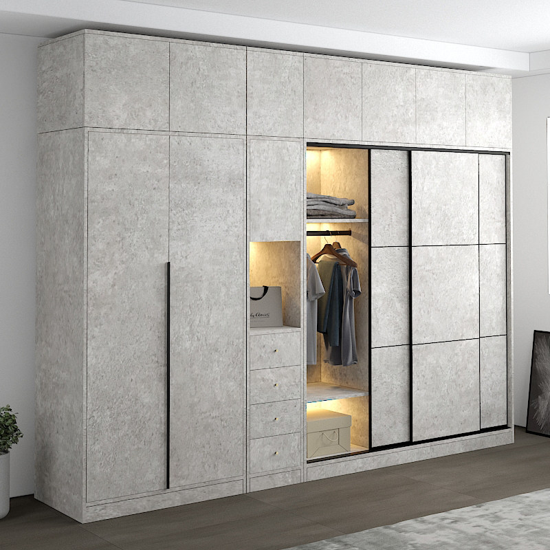 轻奢简约实木多层板衣柜极简卧室推拉门移门对开门衣橱全屋定制已售