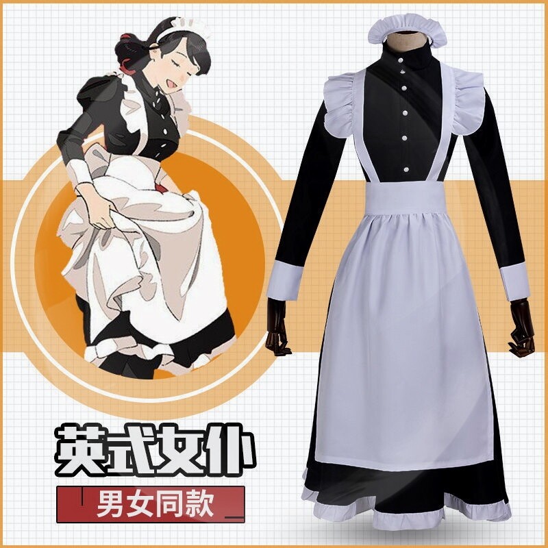 cosplay服装黑白男仆衣服英国风珍珠线长款咖啡厅女仆装猫耳制服