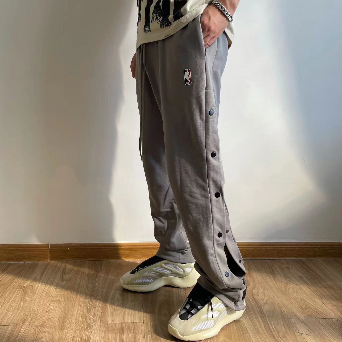 fog fear of god春秋联名款排扣裤宽松卫裤高街纯棉毛圈休闲裤潮