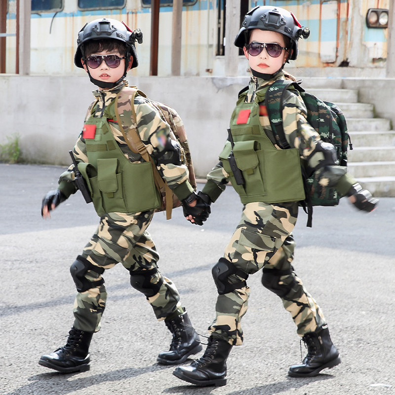 儿童迷彩服套装新款男女童特种兵小学生军训长袖军装元旦演出服