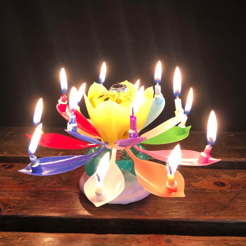 网红生日蜡烛蛋糕用品创意音乐荷花开花喷射旋转儿童莲花蜡烛.优惠券