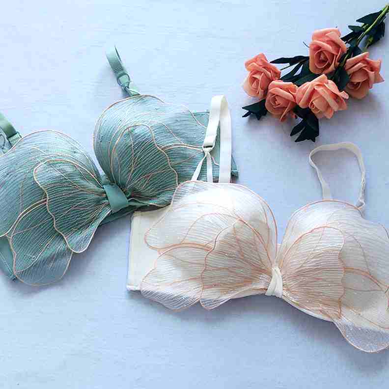 花房性感内衣女小胸聚拢防滑无钢圈少女平胸半杯文胸薄款胸罩662