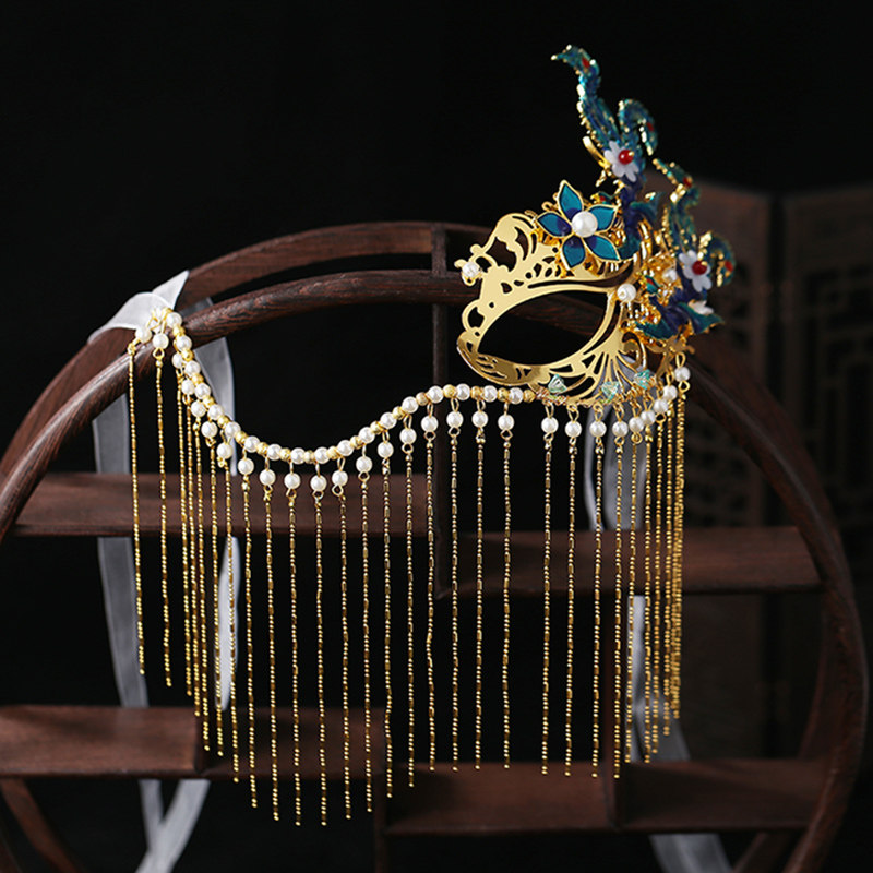 面帘汉服头饰面具古风遮脸流苏古装中式复古配饰饰品额冠遮面面饰