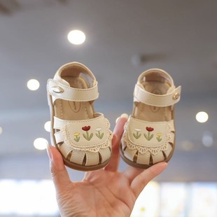 女童凉鞋女宝宝鞋子夏季小童公主鞋女孩1一3岁婴儿学步鞋包头软底