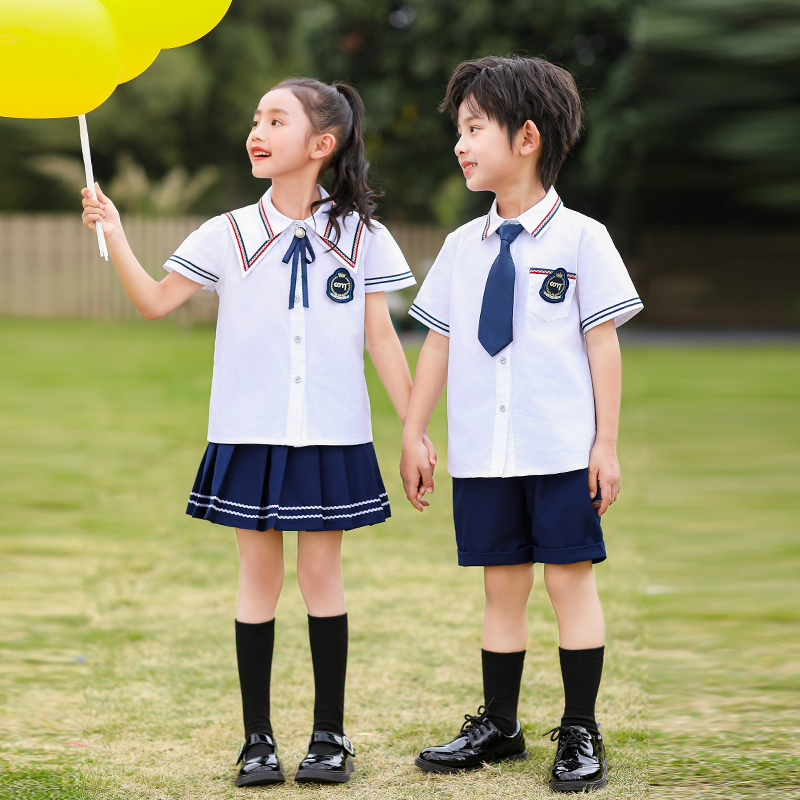 小学生校服夏款幼儿园园服新款短袖套装儿童班服夏季运动服学院风