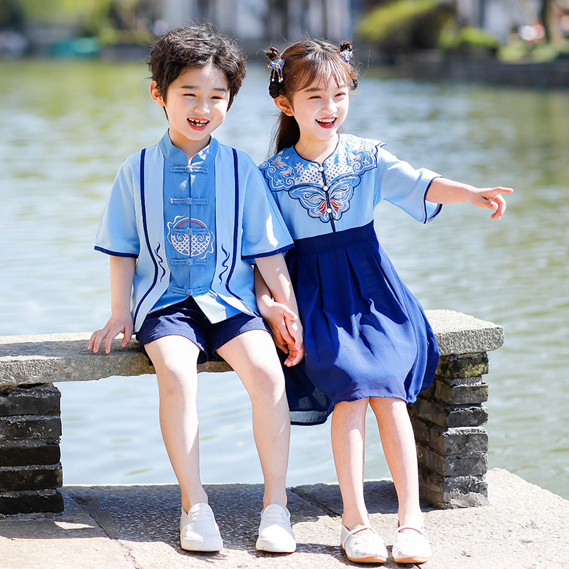 幼儿园园服夏装新款中国风小学生校服毕业演出服儿童班服民族汉服