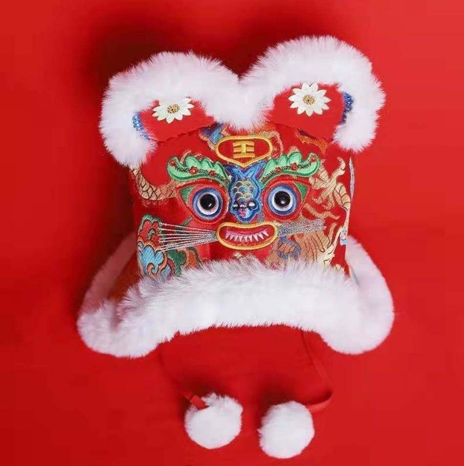 【48小时发货】虎帽纯手工艺保暖网红虎年虎头帽子王子文同款老虎