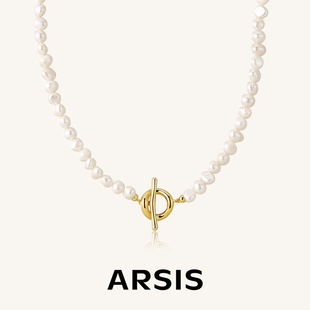 ARSIS纯真年代OT扣基础项链巴洛克珍珠精致颈链法式小众高级感女
