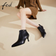 fed法式踝靴冬季新款靴子尖头真皮法式时尚细跟短靴女922-ZFA359