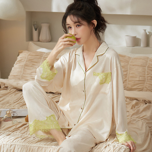 睡衣女夏季高级感冰丝薄款纯色简约韩版甜美可爱2024年新款家居服