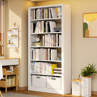家用图书馆书架儿童书柜绘本架钢制落地多层置物架客厅简约储物架