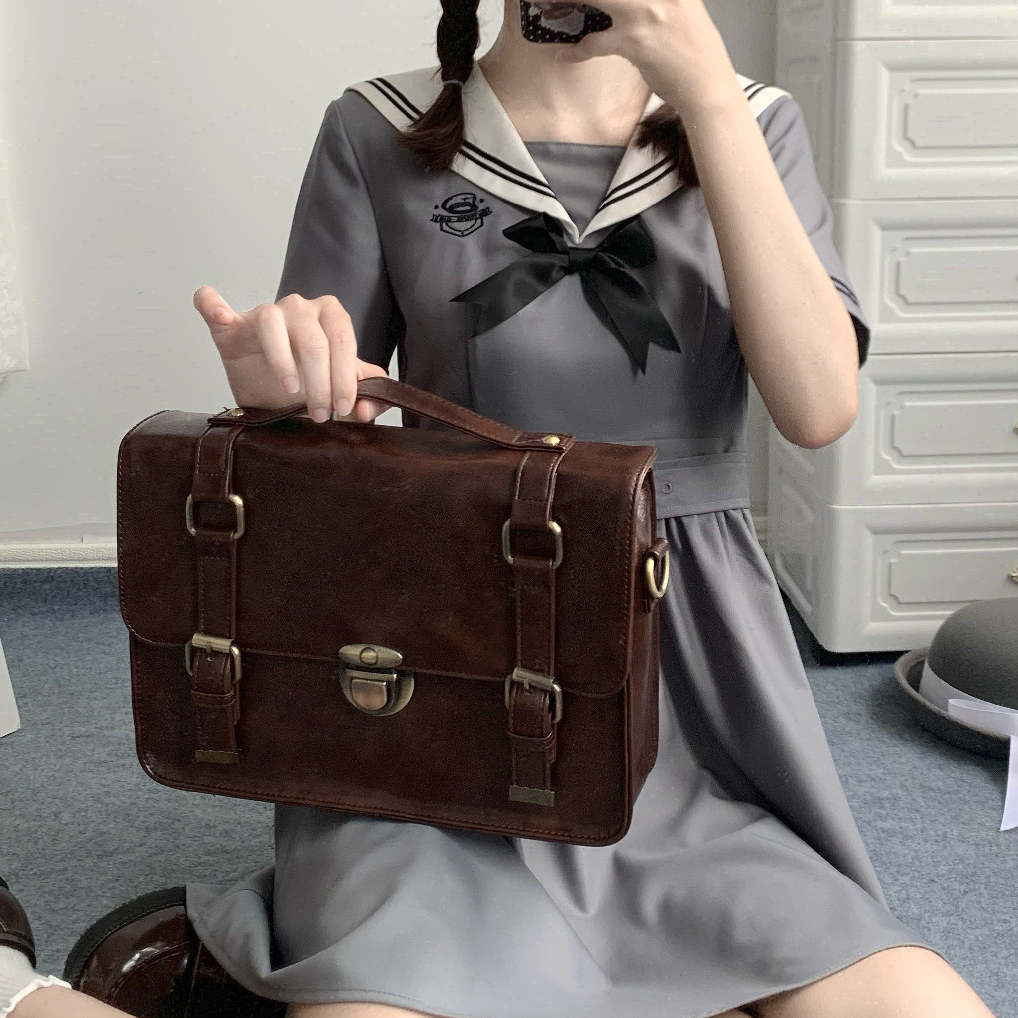 如染工作室jk制服包斜跨双肩书包学生学院通勤校供日系3way现货