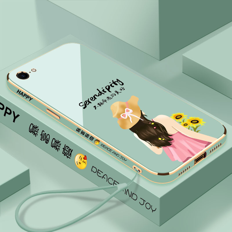 适用于电镀向日葵女孩苹果7手机壳全包镜头7plus硅胶防摔iphone7个性