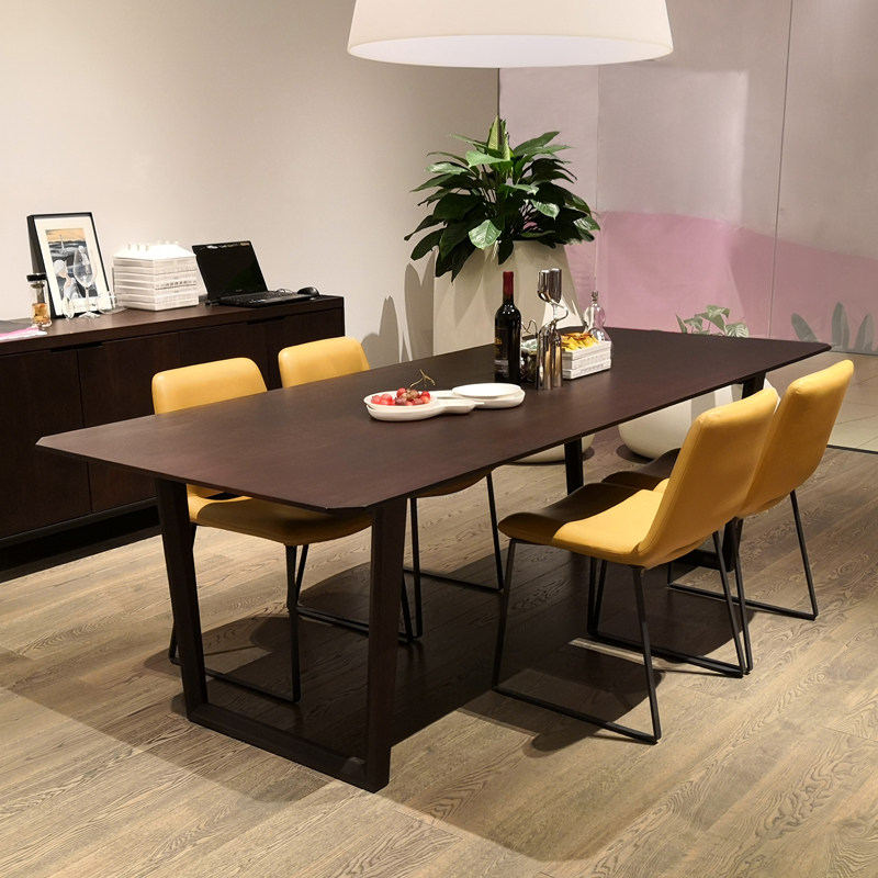 北欧简约现代餐厅餐桌意式极简长方形轻奢餐台设计实木多层板定制