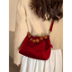 新中式包包女2024新款高级感新娘手提串珠婚包单肩斜挎红色盒子包