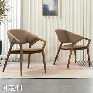 意式白蜡木实木餐椅家用椅设计师带扶手靠背椅北欧椅子