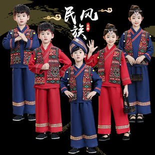 广西壮族三月三少数民族服装苗族黎族哈尼族男女童改良民族演出服