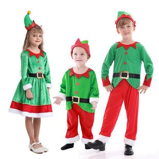 圣诞节儿童服装男女童演出服幼儿园精灵装扮衣服儿童圣诞老人服装