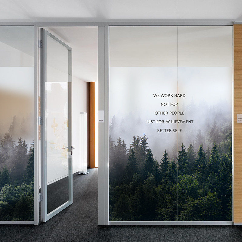 北欧森林风文艺办公室景静电磨砂玻璃贴膜玻璃门隔断装饰贴纸自粘